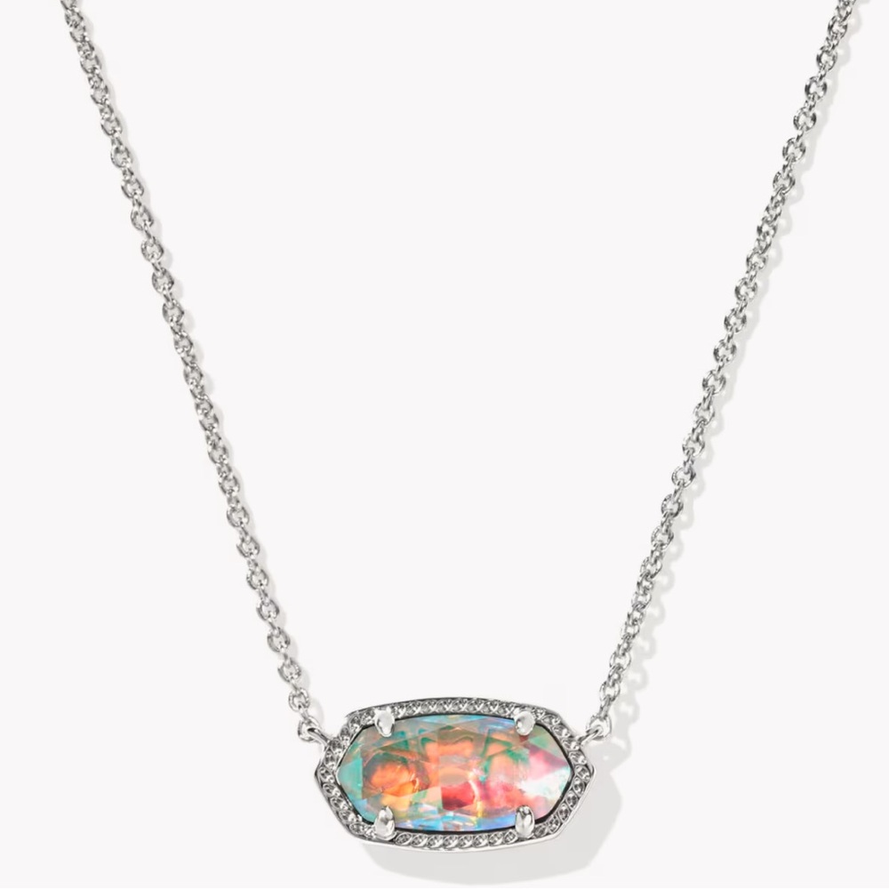 Kendra Scott Silver Necklace with Multicolor Stone